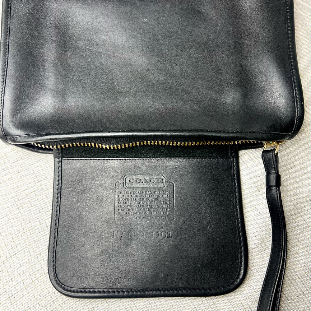 Coach Bonnie Cashin Black Zippered ClutchBag Leather 1970’s Rare EUC - Picture 11 of 13